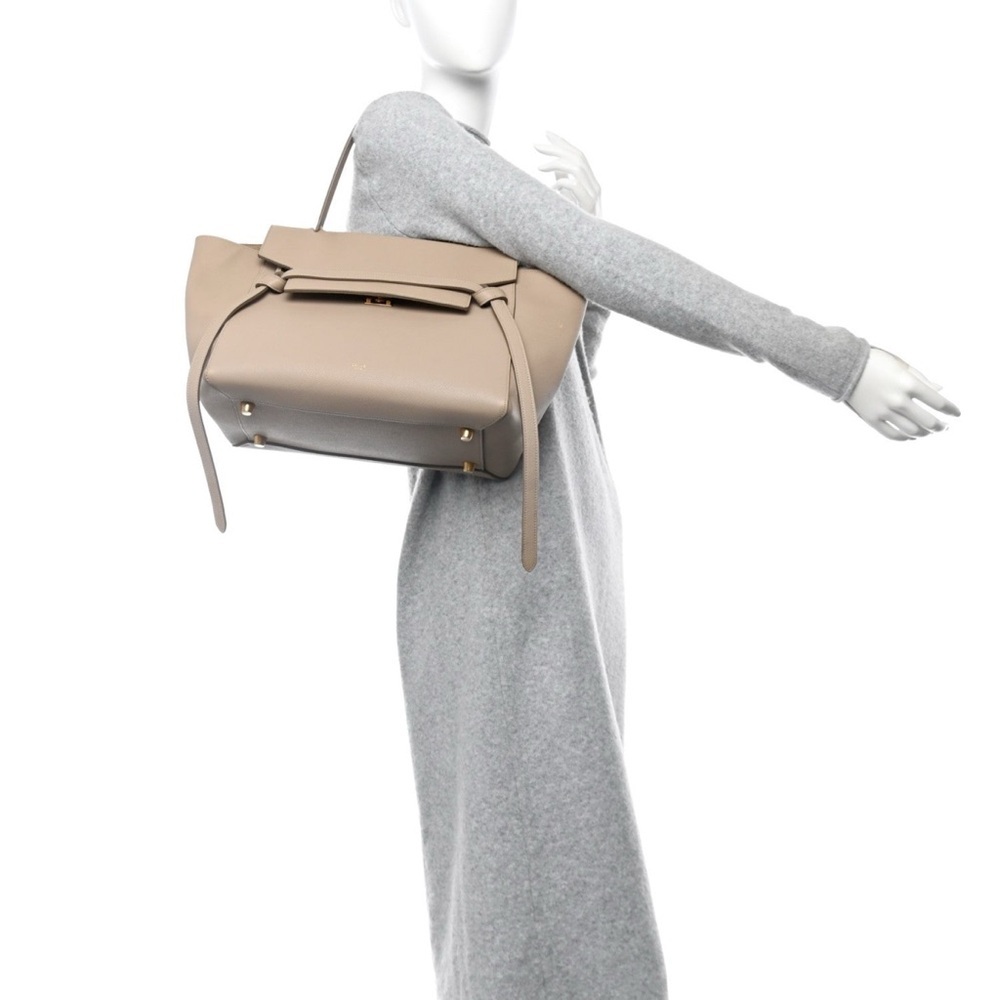 Authentic Celine Mini Belt Bag Grained Calfskin With Gold Finishing Taupe - Picture 12 of 12